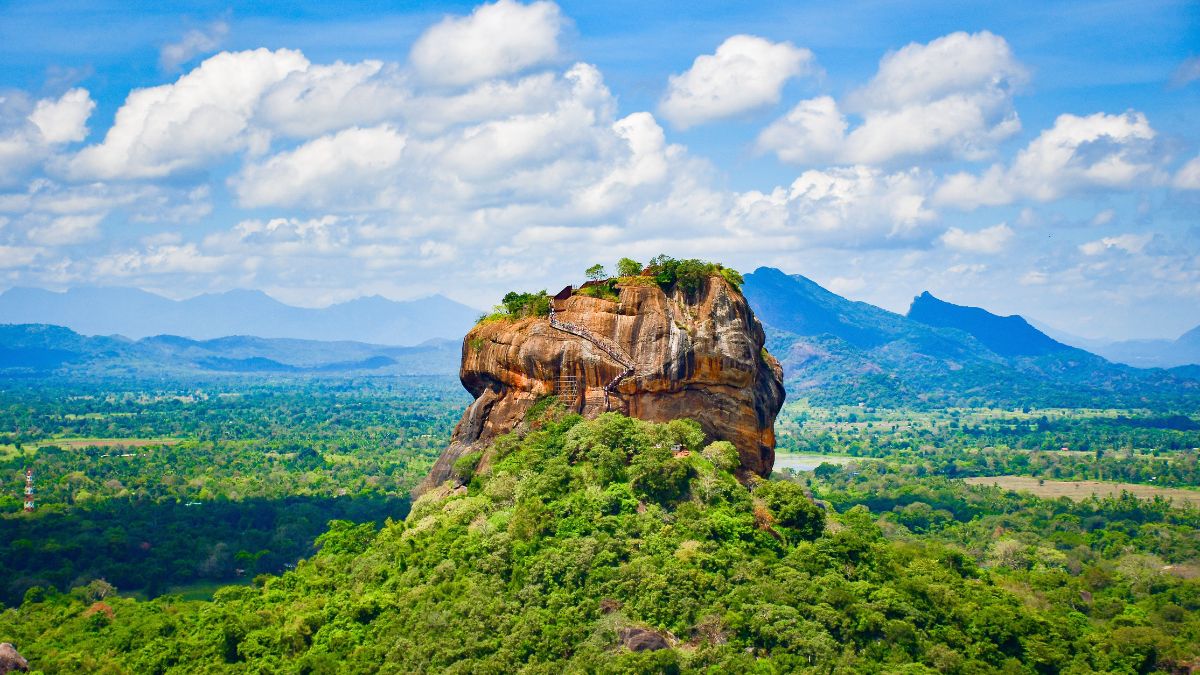 Sheltered rock pocket on Sigiriya's western face housing the ancient fresco gallery